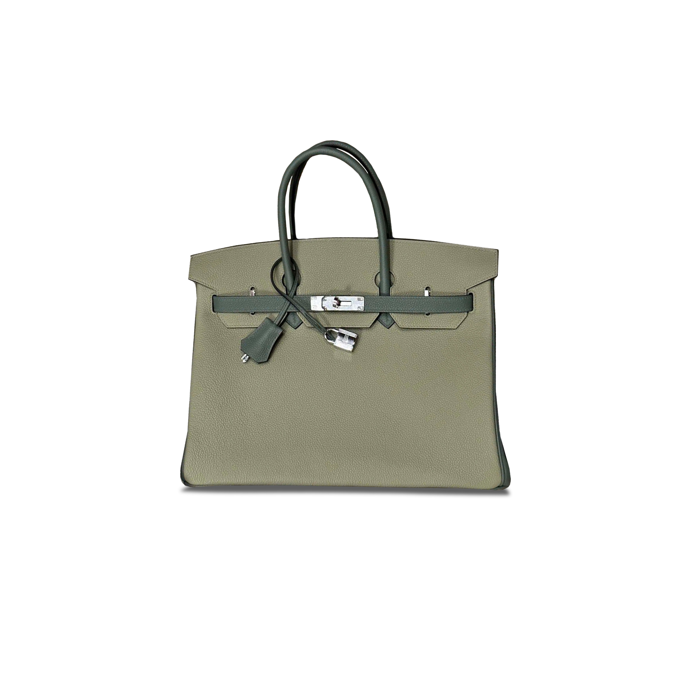 HERMES BIRKIN 35 TOGO LEATHER SILVER HARDWARE ALMOND GREEN BAG BK30C6EPSS (35*25*18cm)